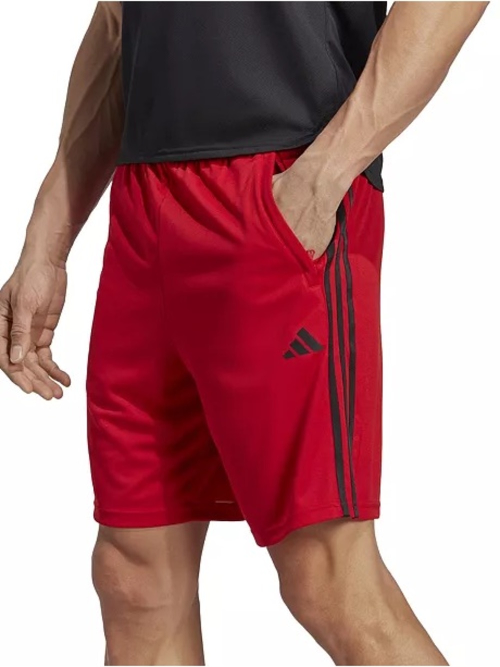 adidas Red Athletic Shorts with Black 3-Stripes
